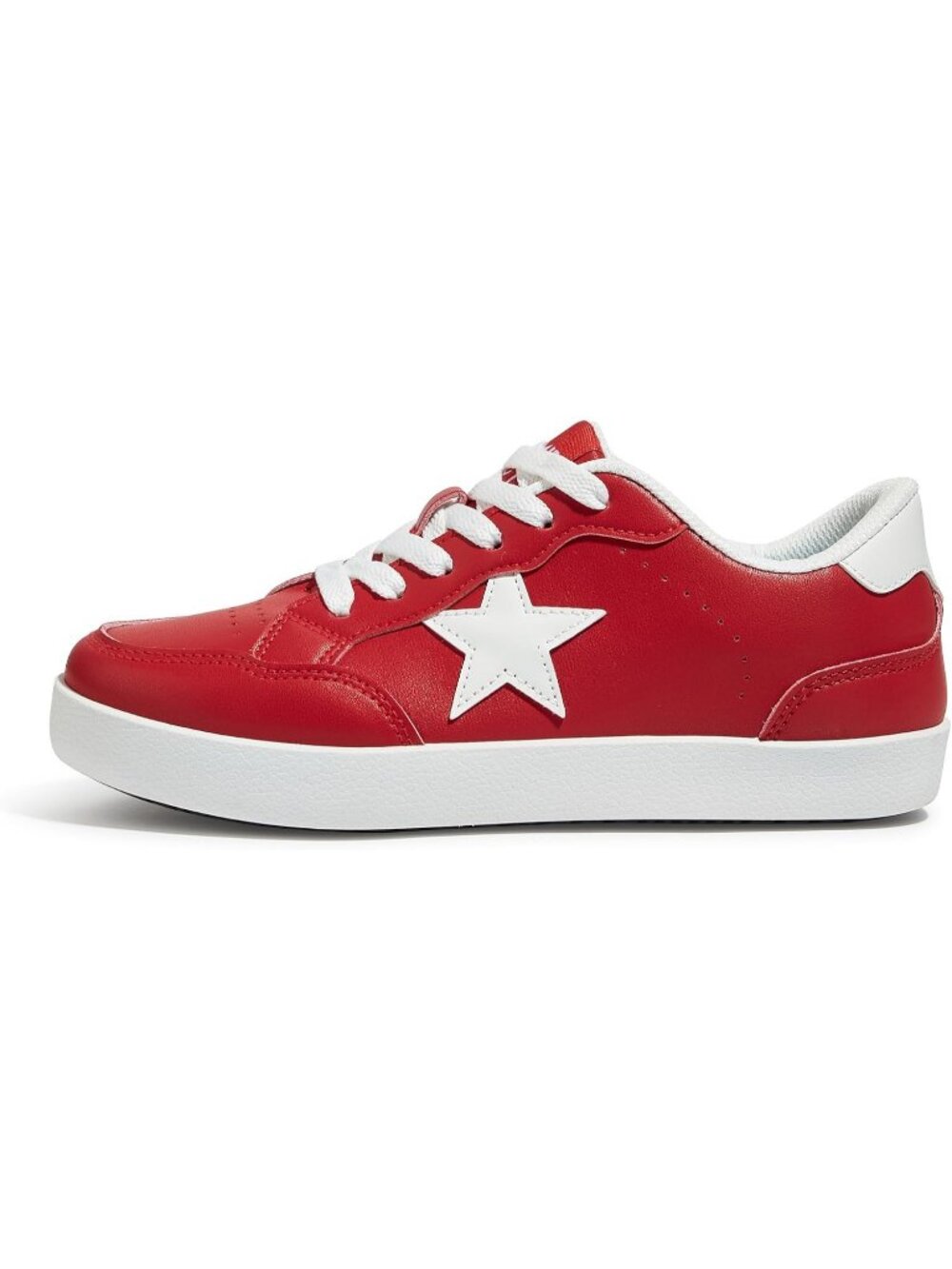 Women's Red/White Glitter Stylish Sequins Lace-Up Low Top Fashion Star Sneakers